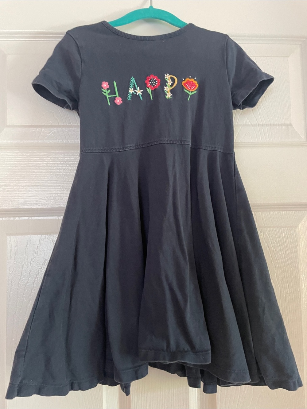 Frugi - Happy embroidered navy dress 4-5T
